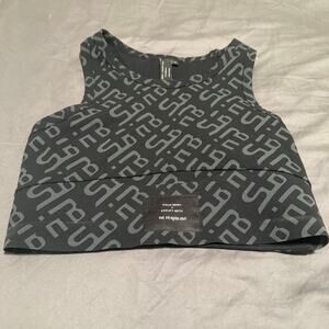 NEW SWEATY BETTY Halle Berry X Jinx Power Workout  Bra Tank  Black Geo Print